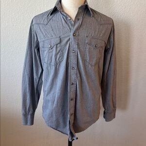 Panhandle Rough Stock Gray Paisley Long Sleeve Button-Up Western Cotton Shirt S